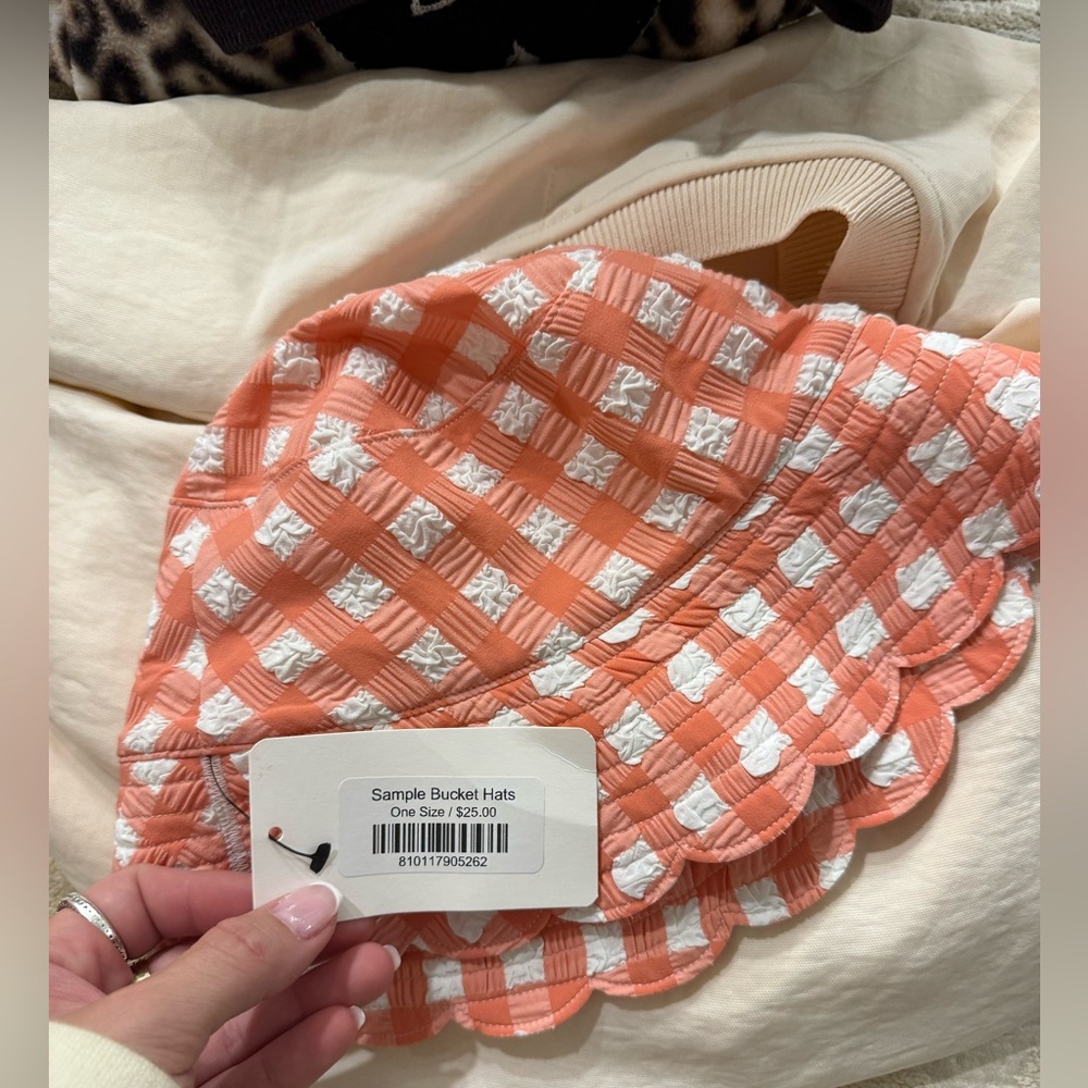 Montce Orange and White Checkered Bucket Hat